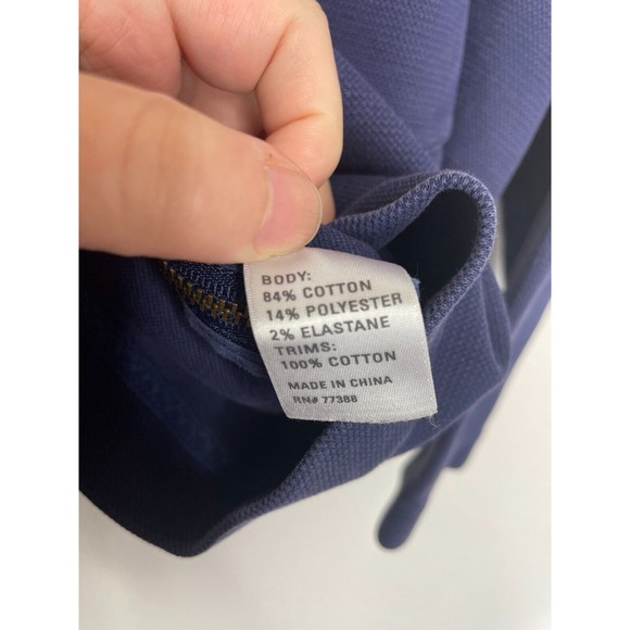Madewell Extra Small Side Zip Piqué Sweatshirt Top Purple Blue 3/4 Sleeve V-Neck - Picture 7 of 9